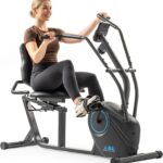 JLL Smart Cross Trainer Recumbent Exercise Bike with Arm Exercisers, 8-Level Magnetic Resistance Stationary Machine, LCD, Bluetooth Fit App, Home Workout Cardio Equipment, Seniors & Adults