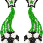 Game Day Earrings for Women Beaded Football Tennis Volleyball Soccer Sports Lover Dangle Earrings Fun Play Ball Game Dangling Earrings Sport Party Favor Gift for Women Ladies