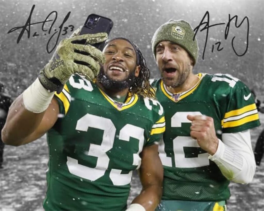 Ikonic Fotohaus Aaron Rodgers Aaron Jones Signed Photo Autograph Print Wall Art Home Decor
