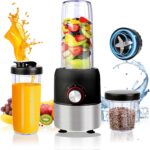 Smoothie Blender,1000W Max Blenders for Shakes and Smoothies in Kitchen, With Two Portable Bottle and Spout Lids(1 * 27oz&1 * 6.7oz),Coffee Grinder, 3 Modes Nutritional Recipe Blender,Black