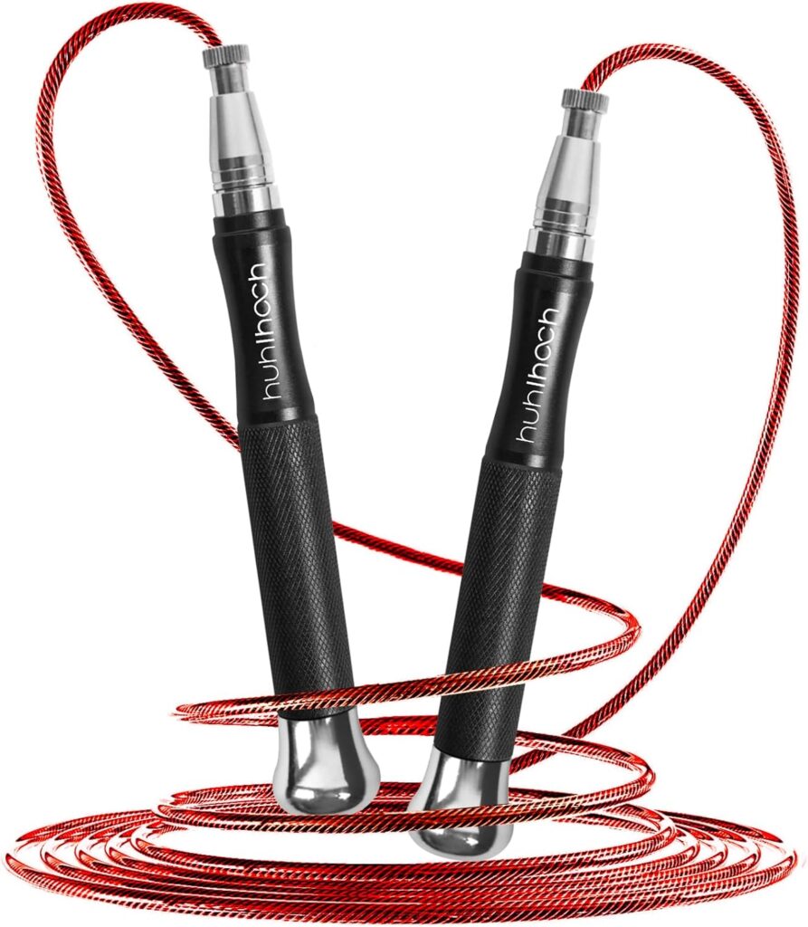 Speed Weighted Jump Rope with Secure Lock Mechanism, 360° Smooth Swivel, Non-Slip Matte Textured Handles, Features 2 Performance Cords for Effective Fitness Workouts