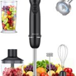 Immersion Blender Handheld Hand Blender, 1000W 5 in 1 Hand Mixer Stick, BPA-Free 12 Speed Handheld Blender 304 Stainless, Mixing Beaker, Chopper, Whisk, Milk Frother, Soup, Smoothies, Baby Food, Sauce