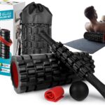 5 in1 Foam Roller Set for Deep Tissue Muscle Massage, High Density Fitness Exercise Foam Roller, Massage Roller, Massage Ball, Resistance Band, for Whole Body (Black)