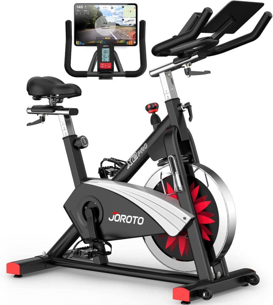 JOROTO X2/X2PRO/X4S Exercise Bike, Professional Stationary Bikes for Home with 35LBS Dual Solid Flywheels, Low Noise Indoor Cycling Bike with 300/330LBS Weight Capacity