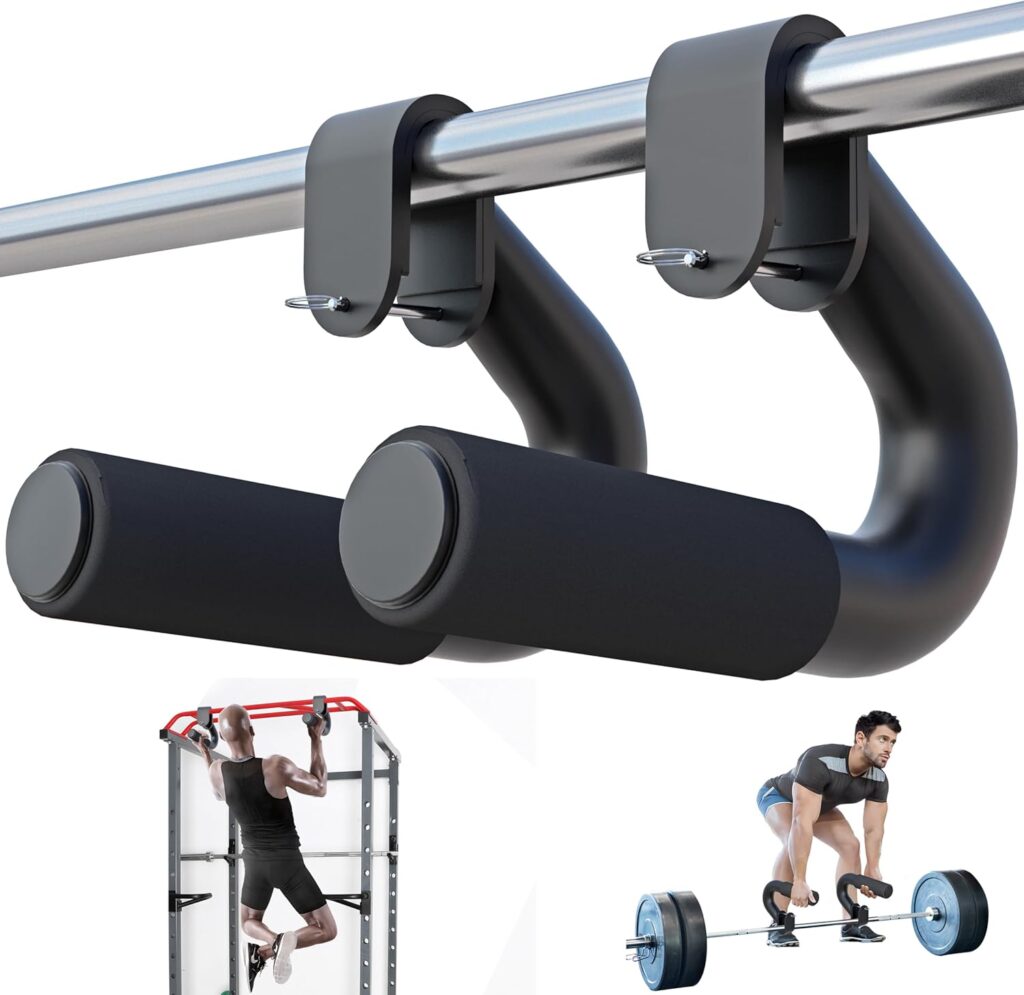 Neutral Grip Handles for Pull Up,1000 lbs Heavy Duty Steel Pull Up Handles,Ergonomic Portable Hooks for Barbell Row Deadlift Resistant Bands for Home Gym Fitness Enthusiasts-2 Pack