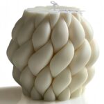 Large Handmade Rope Knot Soy Candle – Elegant Scented Pillar Candle for Home Decor, Perfect Housewarming & Unique Gift Idea, Natural Soy Wax, White (Medium)