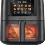 SEEDEEM Max XL Air Fryer, 8 Quart, 10-in-1 Hot Air Fryer Oven with Color LCD Display Touchscreen, Air Fryer Toaster Oven Combo with ClearCook Cooking Window,Broil, Roast, Dehydrate, Bake, Black