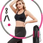 Weighted Exercise Hoop for Adults, 2.2lb Detachable Fitness Hoop, Adjustable Hoop with Jump Rope, Tape Measure and Carry Bag, Home Gym Workout