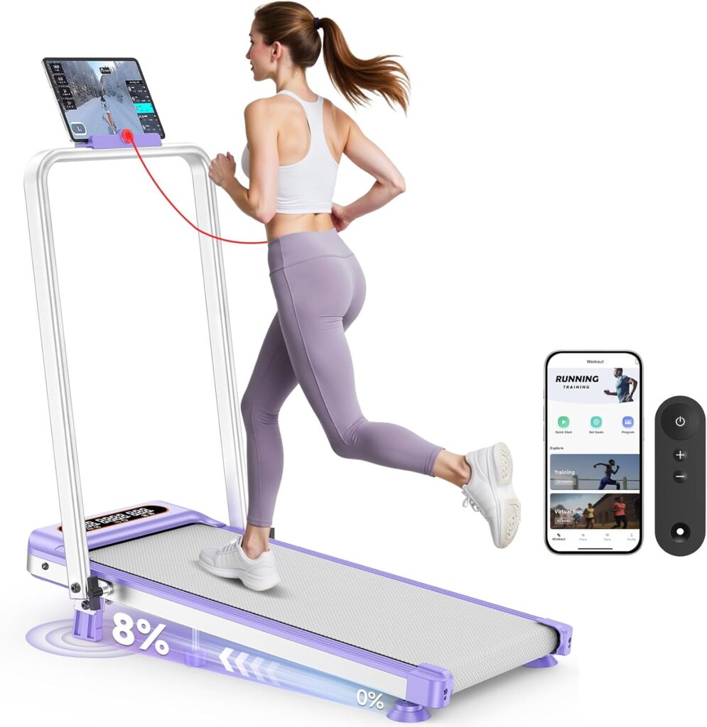 Walking Pad with 10% Incline, 3.5HP Lower Noise Than Other, Walking Pad Treadmill with Handle Bar, Portable Treadmills for Home Small, Foldable Walking Pad 350+lb Capacity, Smart App & Remote