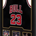 Jersey Frame Display Case 1 Pack, Large Wooden Sport Jersey Shadow Box Frame with Mats and Real Tempered Glass Cover for Football Hockey Baseball Basketball Soccer Shirt,Black