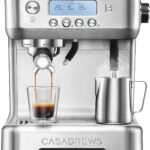 CASABREWS Neutron Pro Espresso Machine with Dual Boiler, 20 Bar Espresso Maker with Automatic Milk Frother and LCD Display, Cappuccino Latte Maker with Separate Hot Water System for Americano, Silver