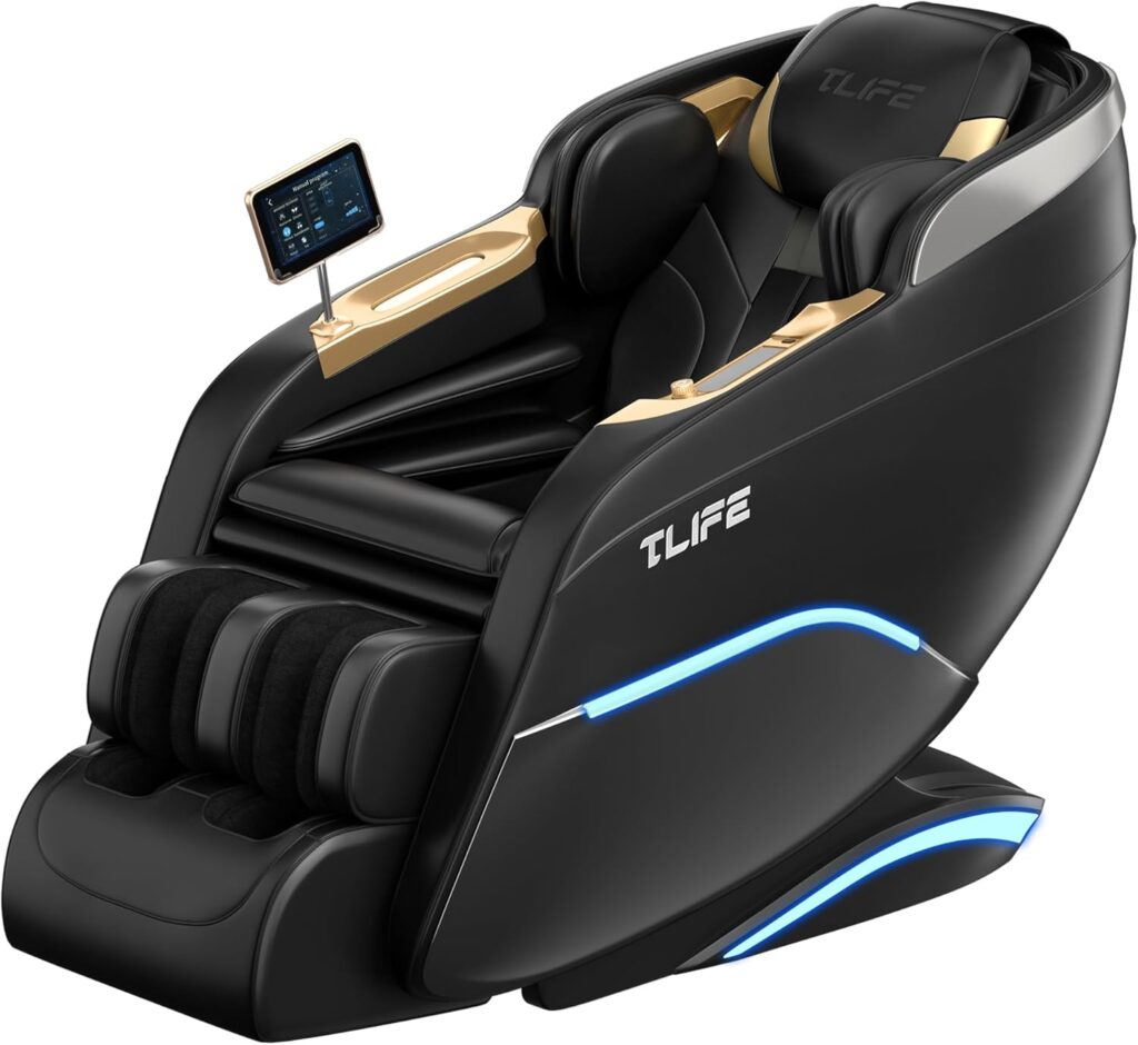 TLIFE Massage Chair Full Body, 160°Zero Gravity Recliner with Body Scan, 50″ SL-Track Shiatsu Massage Chair, Fixed Point Massage, Foot Rollers, 12 Auto Modes, Deep Yoga Stretch, Heating, Black