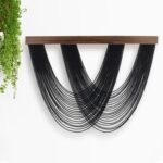 EOBTAIN Large Macrame Wall Hanging Black Yarn Tassel Woven Tapestry with Wood Board,Handmade Boho Wall Decor for Bedroom Apartment Balcony Living Room Decorations,31.5×24.4 Inch