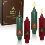 Christmas Red Green Short Taper Candle Candle Sticks, 5 Inch Mini Pillar Candles, 4PCS Handmade Unscenteds Candlesticks for Holidays Church Christmas Celebration Party Decor