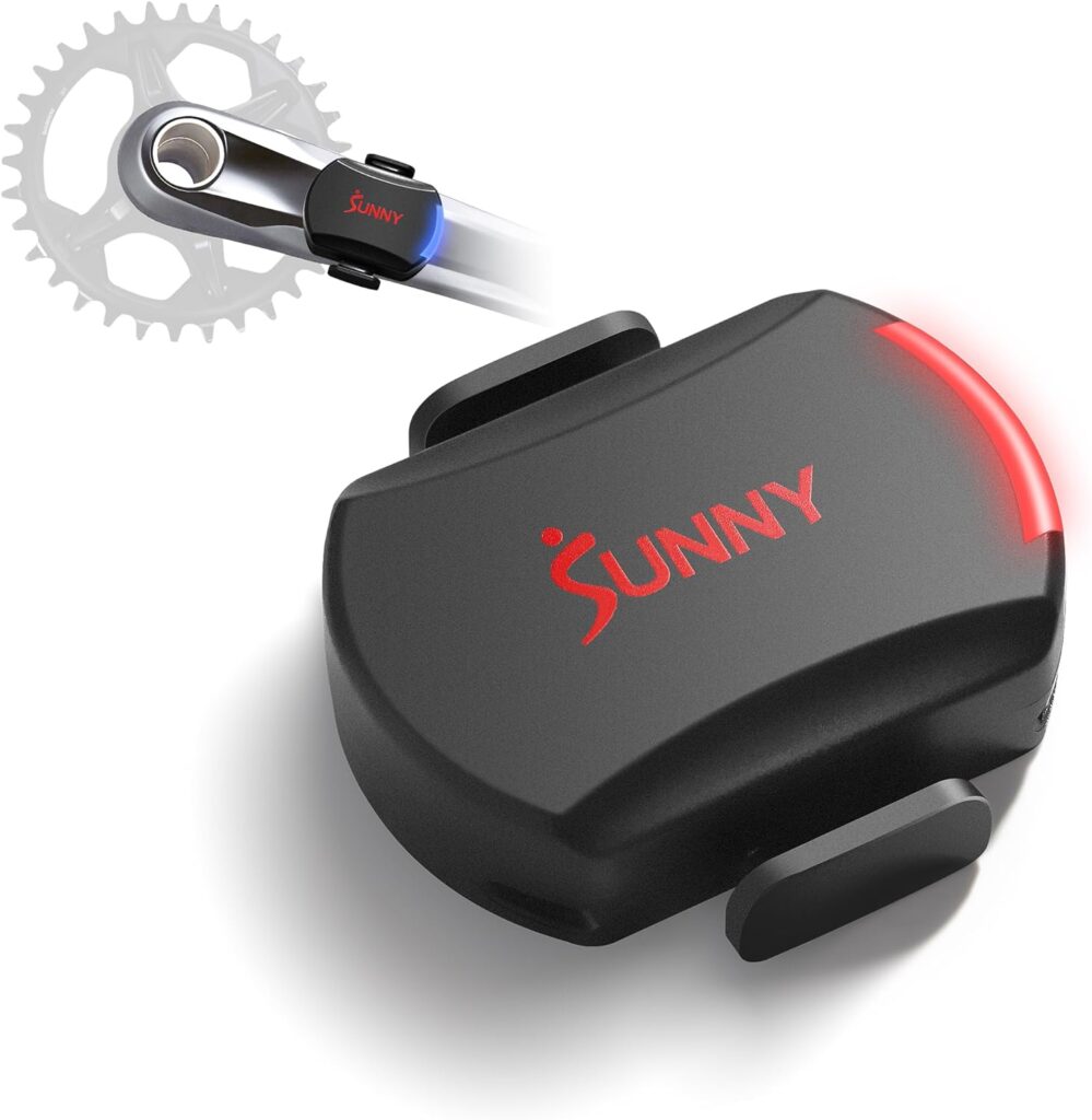 Sunny Health & Fitness 2-in-1 Advanced Cadence/RPM + Speed Sensor, Cadence Sensor Bluetooth ANT+ for Indoor/Outdoor Bikes, Magnet-Less Design for Outdoor Cycles, Exercise Bikes, and More – CB110S