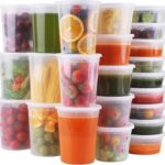 WGCC Deli Containers with Lids 48 Sets- Disposable Soup Containers 8oz, 16oz, 32oz – Plastic Containers with Lids, Food Container Leakproof, BPA Free/Microwave/Freezer/Dishwasher Safe