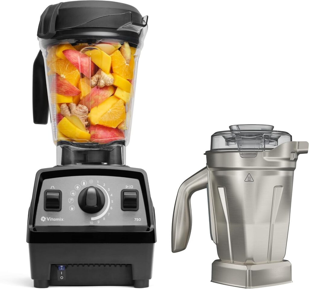 Vitamix Propel Series 750 Blender + Stainless Steel Container, Four Blending Programs, Self-Cleaning Program, Professional-Grade Blender for Smoothies, Soups and More, Stainless-Steel Blades, Black