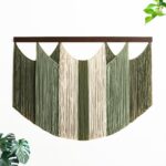 Tie-Dye Macrame Wall Hanging Large Dip Dye Yarn Tapestry Home Boho Wall Decor Ombre Wall Art Headboard Bedroom Living Room Apartment Birthday Gift Xmas,Green with Beige