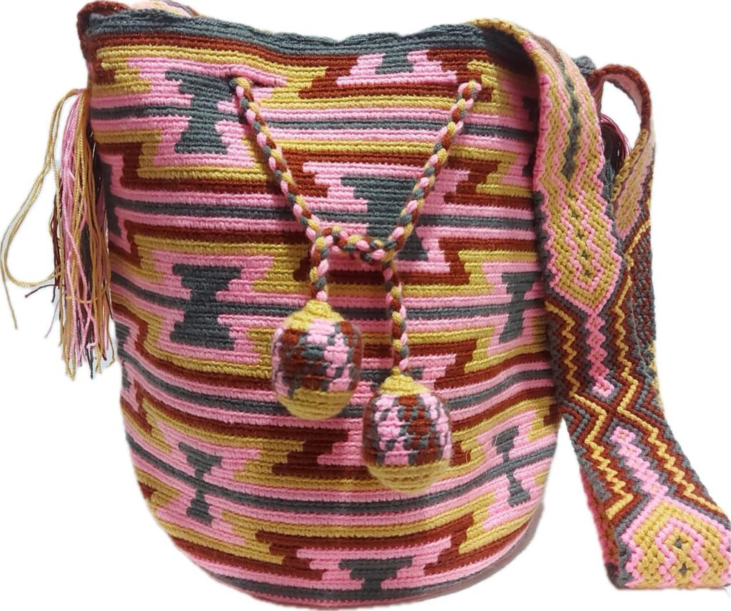 Handmade Wayuu Crochet Tote Bag, Woven Mochila, Colombian Tribal Bag, Beach Bag