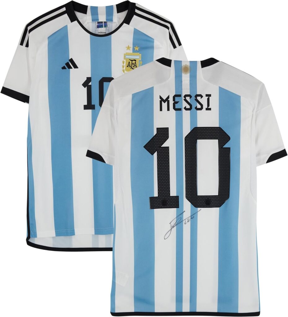 Lionel Messi Argentina National Team Autographed 2022-23 Home Jersey – Autographed Soccer Jerseys