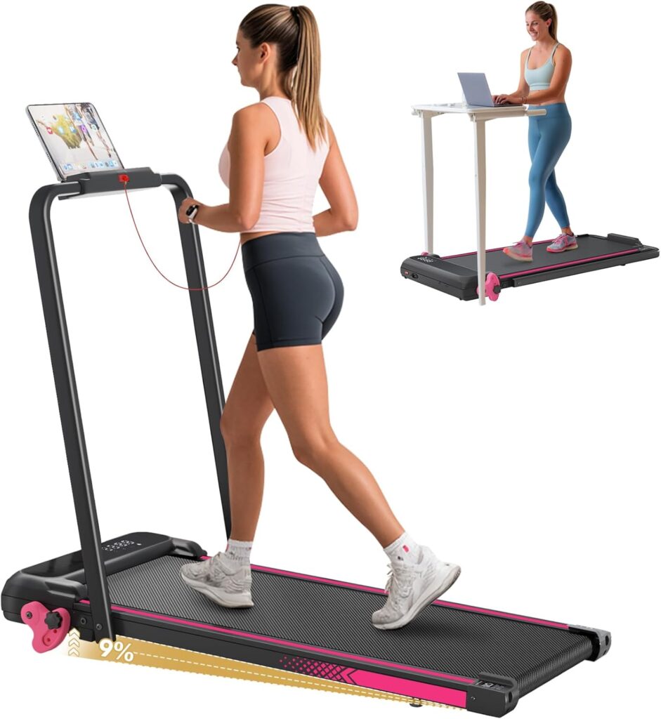 Walking Pad with Incline Portable Treadmill with Handle Bar for Home Office Under Desk Use Small Space Treadmill