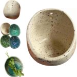 Hugimpel Pottery Herb Stripper Bowl, 2025 New Handmade Ceramic Herb Stripper Bowl, Efficient Herbs Peeling Cup for Salads & Cooking, Pottery Kitchen Tool for Meal Prep (A)