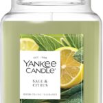 Yankee Candle Sage & Citrus Scented Candle, 22oz Large Jar with up to 150 Hour Burn Time, Giftable, Birthdays