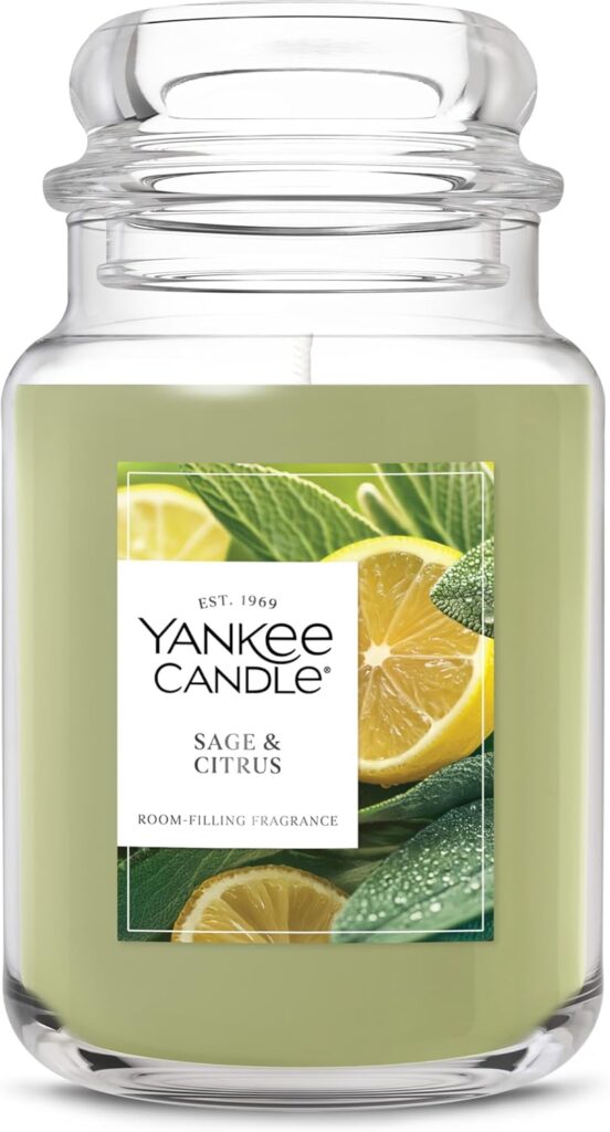 Yankee Candle Sage & Citrus Scented Candle, 22oz Large Jar with up to 150 Hour Burn Time, Giftable, Birthdays