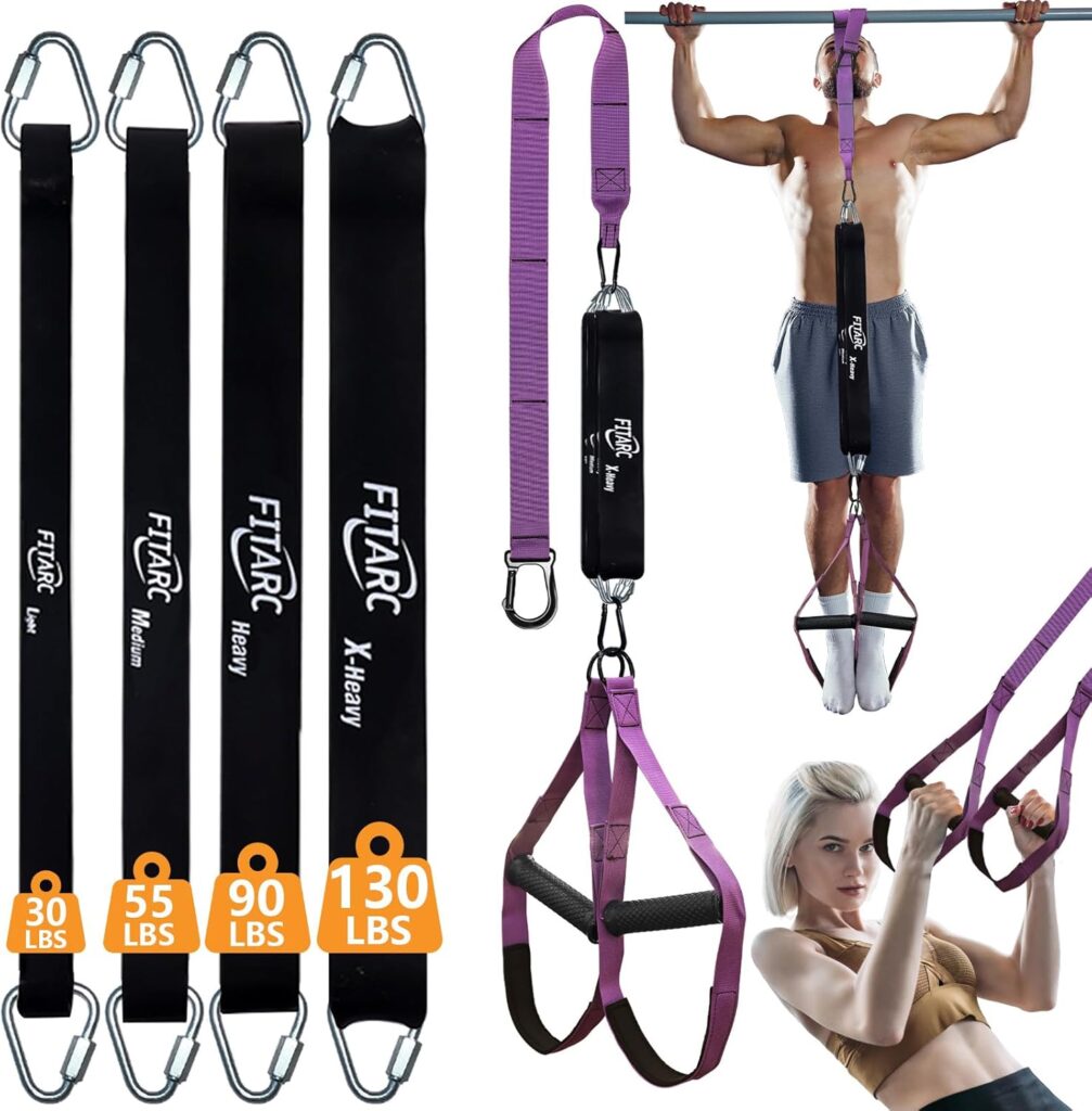Fitarc Pull Up Assistance Bands Set,Pull Up Assist Strap with Handle,14 Levels of Assistance Up to 300LBS, Purple