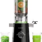 Cold Press Juicer, Slow Masticating Juicer Machines with 5″ Feeding Chute Fit Whole Fruits&Vegetables, Stainless Steel Slow Masticating Juicer Easy to Clean, 99.6% Juice Purity, 1.5L Capacity-Black