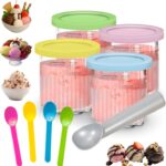 24oz Ice Cream Containers with Lids – 4 Pack Replacement Pints Compatible with Ninja Creami Deluxe NC500 NC501 Series, BPA-Free, Leak-proof, Freezer & Dishwasher Safe