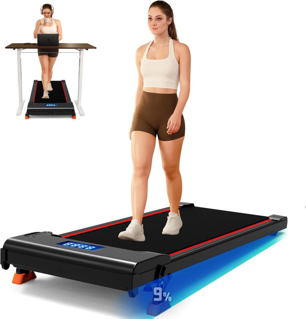 NeoSilent Walking Pad Under Desk Treadmill, 2.5HP BLDC Core Portable Small Treadmills for Home and Office, Walking Jogging Running Machine with Remote Control& App Control