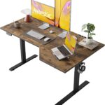 Agilestic Electric Standing Desk, L-Shaped 55 Inches Height Adjustable Desk, Sit and Stand up for Work Office Home, Ergonomic Rising Computer Table for Home Office with Splice Board, Rustic Brown