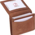 Leather Credit Card Holder For Men and Women, Small RFID Blocking Bifold Wallet (With ID Slot, Hunter Tan)