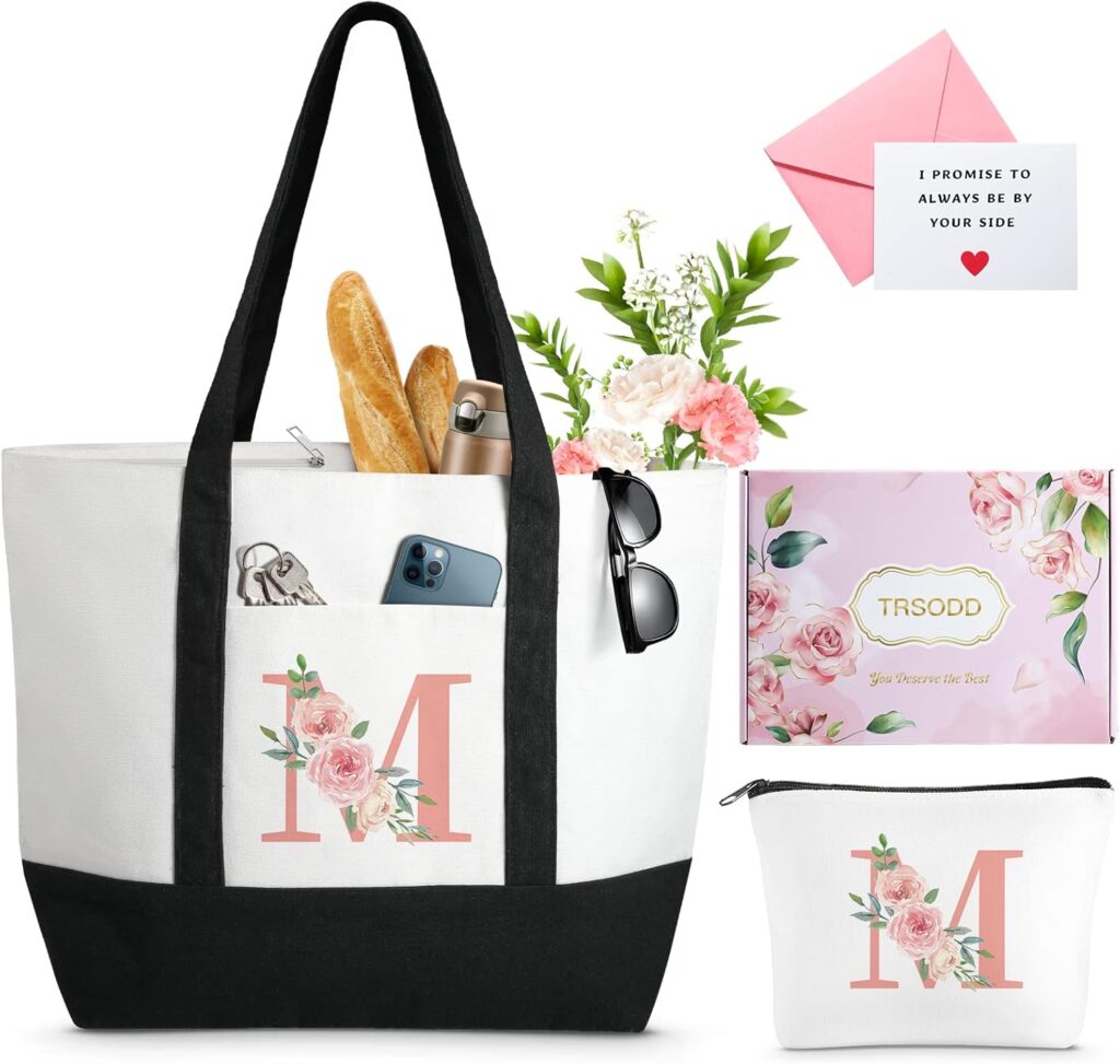 TRSODD Birthday Gifts for Women Mothers Day Gifts for Mom Wife Grandma Daughter Sister Teacher Appreciation Large Tote Bag and Makeup Bag