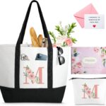 TRSODD Birthday Gifts for Women Mothers Day Gifts for Mom Wife Grandma Daughter Sister Teacher Appreciation Large Tote Bag and Makeup Bag
