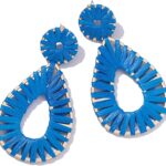 Boho Raffia Earrings Statement Teardrop Earrings Drop Dangle Bohemian Earrings for Women Cute Handmade Earring