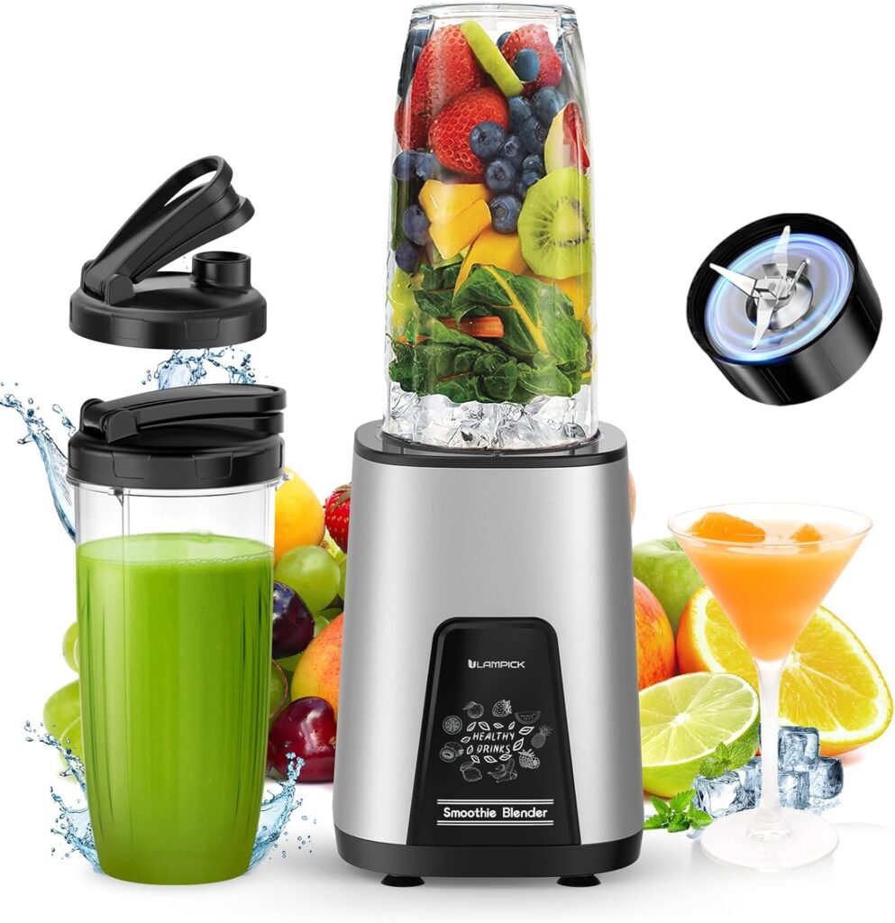 Blender for Smoothie, 900W Personal Blender for Shakes and Smoothies with 2 * 22oz BPA Free Portable Cups, Small Juicer for Protein Shake, Baby Food, Frozen Drink