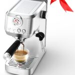 MAttinata CM1663 Espresso Machine, 20 Bar Compact Coffee Maker with Milk Frother Steam Wand for Cappuccino, Latte, Professional Pressure Gauge & 49oz Removable Water Tank for Home，Stainless Steel
