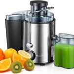 Juicer Machines, Juilist New Generation Juicer Machines Vegetable and Fruit Easy to Clean, Compact Centrifugal Juicer Extractor with 3″ Wide Mouth and Anti-Drip, Dual Speeds, Recipe & Brush, 400W