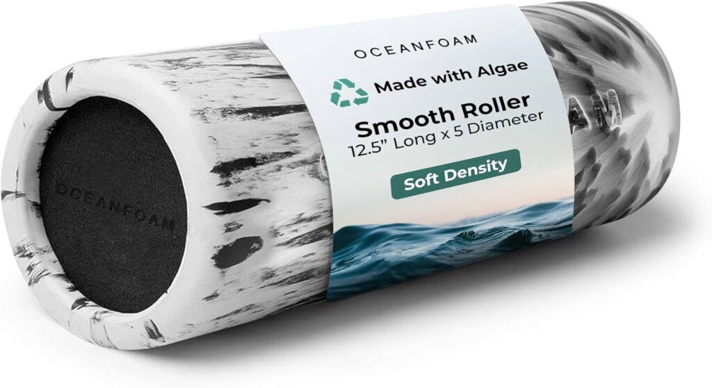 Oceanfoam Smooth Soft Foam Roller (Black Marbled) – Beginner, Travel Sized Low Density Foam Roller for Home & Gym, Physical Therapy, Back Pain, & Exercise – Yoga & Athletics (12.5″ x 5″)