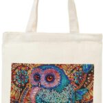 5D Diamond Painting Shopping Canvas Tote Bag Art DIY Painting Pen Handmade Handbags Owl Pattern for Women