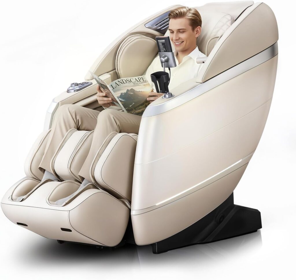 4D Massage Chair Full Body, 166° Flexible Track, 18 Modes, 11 Techniques, 36 Airbag Massage, with Yoga Stretch, Foot Massage, Zero Gravity Massage Recliner(Beige)