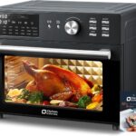 Kitchen in the box 32QT Extra Large Air Fryer Toaster Oven Combo, 21-in-1 Countertop Convection Toaster Oven with Rotisserie and Dehydrate, 6 Accessories, 1800W Dual Cook Preset (Black)