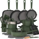 CAROTE 31PCS Pots and Pans Set, Nonstick Cookware Set Kitchen Non Stick Induction Cookware Non-toxic Granite Cooking set