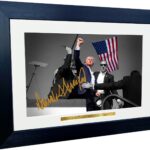 Kitbags & Lockers 12×8 A4 Donald Trump President Republican Rally Fight Signed Autographed Autograph Photo Photograph Picture Frame Gift, Black