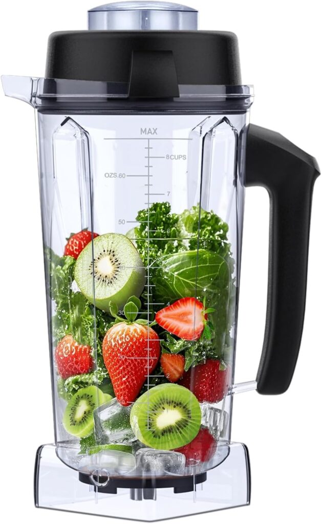 For Vitamix Blender Pitcher 64oz, Upgrade Leak-Proof Replacement for Vitamix 5200 5300 6500 7500 Pro200 Vita-Prep VM0103 VM0102 E310 Classic/Commercial Series Blender Cup, 64oz Container (64 OZ High)