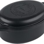 Victoria 6-Quart Cast Iron Oval Dutch Oven, Combination Combo Cooker Pot and Skillet, Bread Baker, Made in Colombia, 2-Piece Set