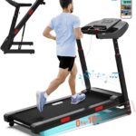 CIIHI Treadmill with Auto Incline – Adjustable Height Handrail 15% Auto Incline Treadmill with 400 lbs Capacity – Foldable Running Machine for Home with APP, Voice Control and Speaker – 8.7 MPH