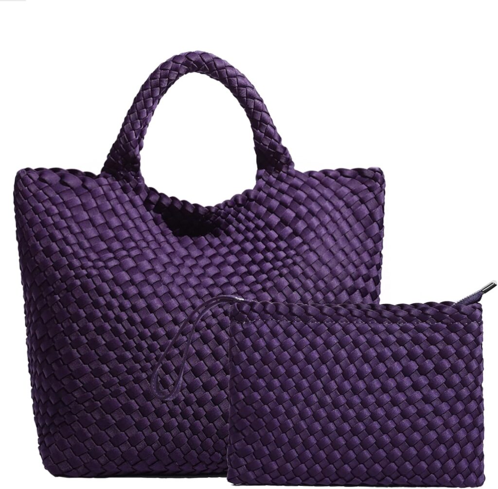 JINMANXUE Woven Hobo Bag For Women Neoprene Tote Bag Large Capacity Handbag Patchwork Handmade Casual Shoulder Bags